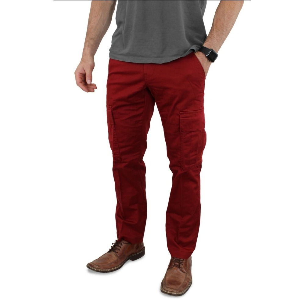 Levis Y2K‎ Red Denim Cotton Stretch Straight Leg Cargo Pants Size 32 35x30.5